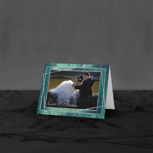 Glitzy Folie   Seafoam Green Aqua Sparkle Foto Bedankkaart
