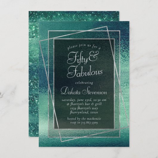 Glitzy Folie | Seafoam Iridescent Green Fabulous 5 Kaart (Voorkant / Achterkant)