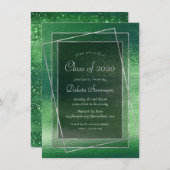 Glitzy Folie | Shamrock Green Sparkle Afstuderen Kaart (Voorkant / Achterkant)