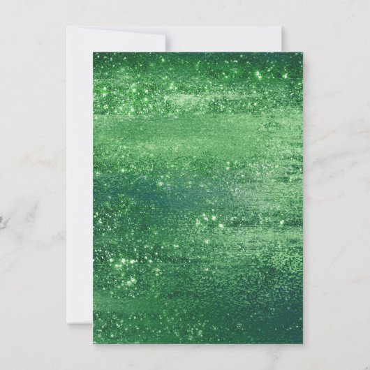 Glitzy Folie | Shamrock Green Sparkle Afstuderen Kaart (Achterkant)