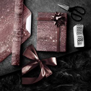 Glitzy Folie   Terracotta Dusty Sinaasappel Metall Cadeaupapier