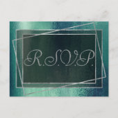 Glitzy Folie | Zeeschuim Green Aqua Faux Sparkle R Uitnodiging Briefkaart (Voorkant)