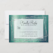 Glitzy Folie | Zeeschuim Green Faux Metallic Spark RSVP Kaartje (Voorkant)
