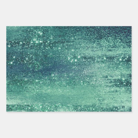 Glitzy Folie | Zeeschuim iriserende groene faux gl Inpakpapier Vel (Voorkant)