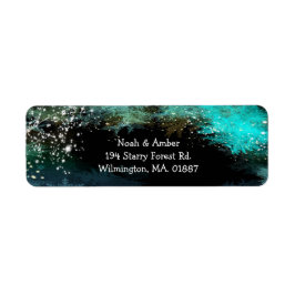 Glitzy Forest Evening Wedding Return Address Etiket