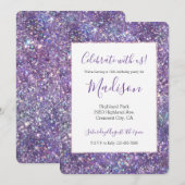 Glitzy Girly Glam Paarse Sparkle Glitter Kaart (Voorkant / Achterkant)