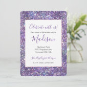 Glitzy Girly Glam Paarse Sparkle Glitter Kaart (Staand voorkant)