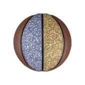 Glitzy Girly Gold Paarse Glitter Basketbal (Verticaal)
