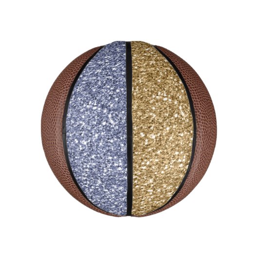 Glitzy Girly Gold Paarse Glitter Basketbal (Verticaal)