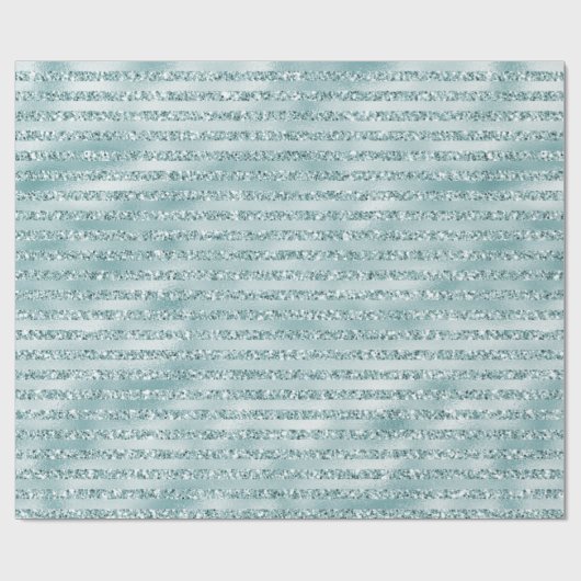 Glitzy Girly Mint Glitter Stripes Cadeaupapier (Vlak)