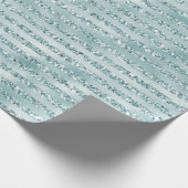 Glitzy Girly Mint Glitter Stripes Cadeaupapier (Hoek)