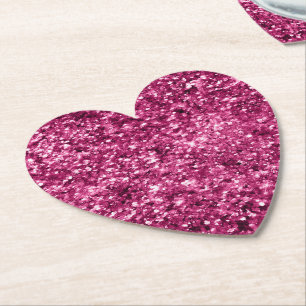 Glitzy Girly Pink Glitter Verjaardag Kartonnen Onderzetters