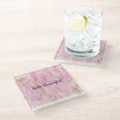 Glitzy Girly Pink Gold Glitter Glazen Onderzetter (Schuin)