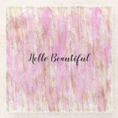 Glitzy Girly Pink Gold Glitter Glazen Onderzetter (Voorkant)