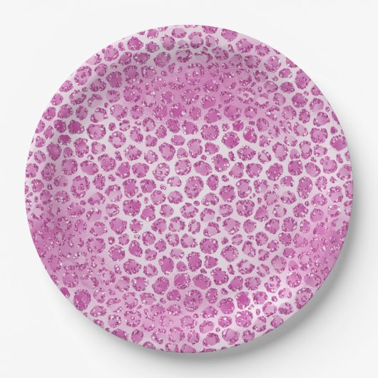 Glitzy Girly Pink Luipaard Print Papieren Bordje (Voorkant)