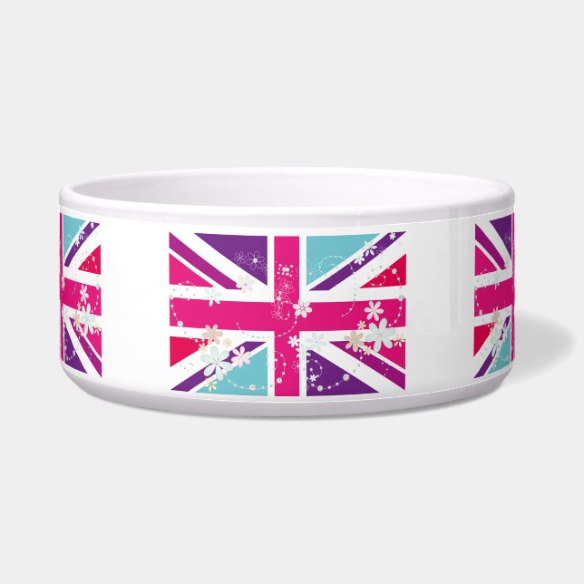 Glitzy Girly Union Jack Pet Bowl Voerbakje (Voorkant)