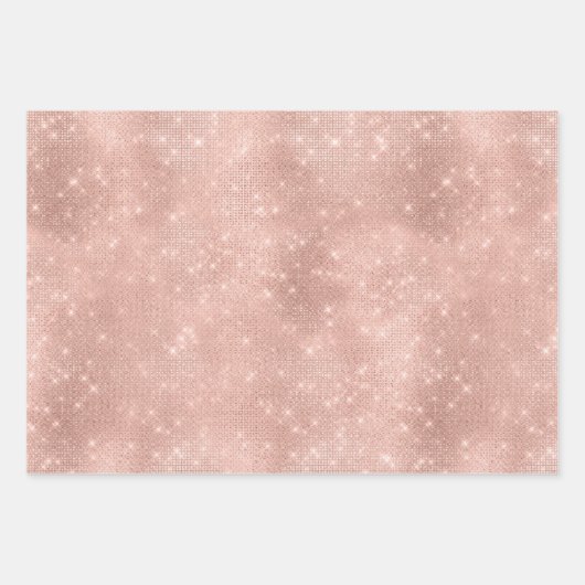 Glitzy Glam Girly Blush Roze Glitter Bruiloft Inpakpapier Vel (Voorkant 3)