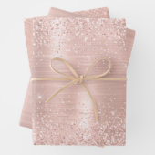 Glitzy Glam Girly Blush Roze Glitter Bruiloft Inpakpapier Vel (In situ)