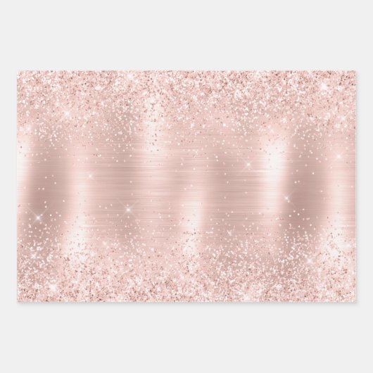 Glitzy Glam Girly Blush Roze Glitter Bruiloft Inpakpapier Vel (Voorkant)