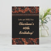 Glitzy Glam Glitter Leopard Cheetah Uitnodiging (Staand voorkant)