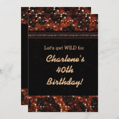 Glitzy Glam Glitter Leopard Cheetah Uitnodiging (Voorkant / Achterkant)