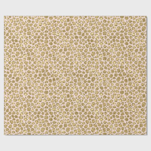 Glitzy Glam Gold Blush Glitter Leopard Print Cadeaupapier (Vlak)