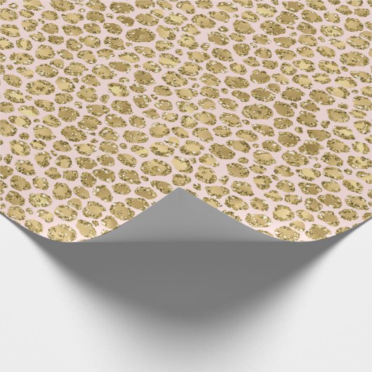 Glitzy Glam Gold Blush Glitter Leopard Print   Cadeaupapier (Hoek)