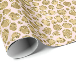 Glitzy Glam Gold Blush Glitter Leopard Print   Cadeaupapier