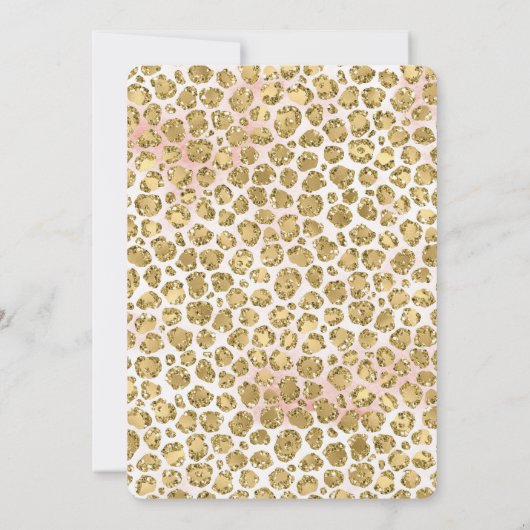 Glitzy Glam Gold Blush Glitter Leopard Print Kaart (Achterkant)