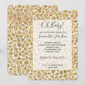 Glitzy Glam Gold Blush Glitter Leopard Print  Kaart (Voorkant / Achterkant)