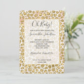 Glitzy Glam Gold Blush Glitter Leopard Print  Kaart (Staand voorkant)
