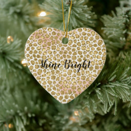 Glitzy Glam Gold Blush Glitter Leopard Print Keramisch Ornament