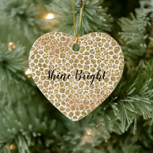 Glitzy Glam Gold Blush Glitter Leopard Print Keramisch Ornament (Boom)