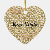 Glitzy Glam Gold Blush Glitter Leopard Print Keramisch Ornament (Voorkant)