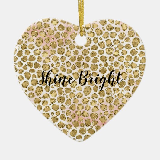 Glitzy Glam Gold Blush Glitter Leopard Print Keramisch Ornament (Voorkant)