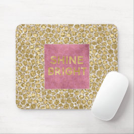 Glitzy Glam Gold Blush Glitter Leopard Print Muismat