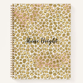 Glitzy Glam Gold Blush Glitter Leopard Print       Notitieboek