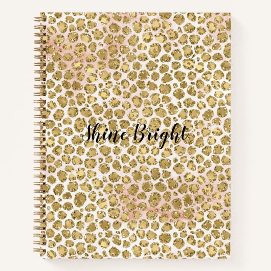 Glitzy Glam Gold Blush Glitter Leopard Print       Notitieboek (Voorkant)