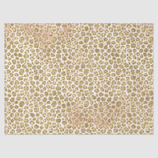 Glitzy Glam Gold Blush Glitter Leopard Print Tissuepapier (Voorkant)