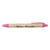 Glitzy Glam Gold Blush Glitter Leopard Print Zwarte Inkt Pen (Bovenkant)