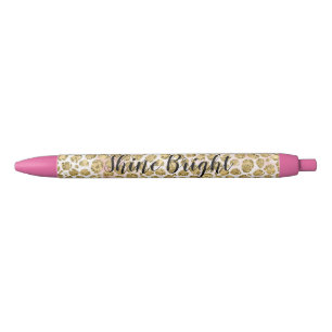 Glitzy Glam Gold Blush Glitter Leopard Print Zwarte Inkt Pen