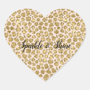 Glitzy Glam Gold Blush Glitter Luipaard Hart Sticker