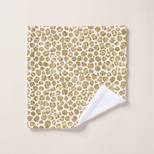 Glitzy Glam Gold Glitter Leopard Print Bad Handdoek (Wasdoekje)