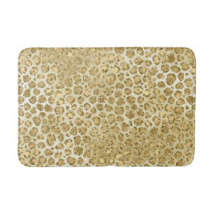 Glitzy Glam Gold Glitter Leopard Print Badmat