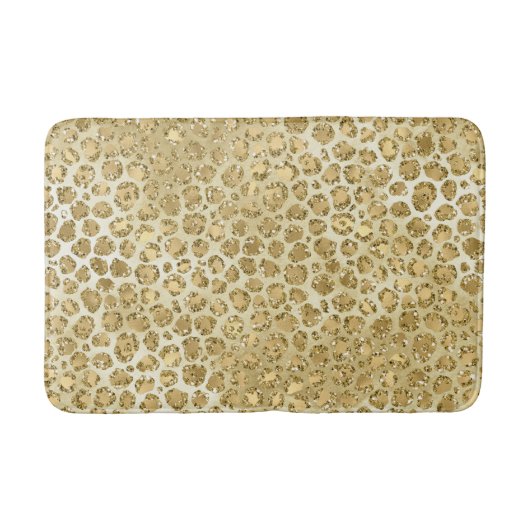 Glitzy Glam Gold Glitter Leopard Print Badmat (Voorkant)