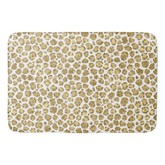 Glitzy Glam Gold Glitter Leopard Print Badmat (Voorkant)