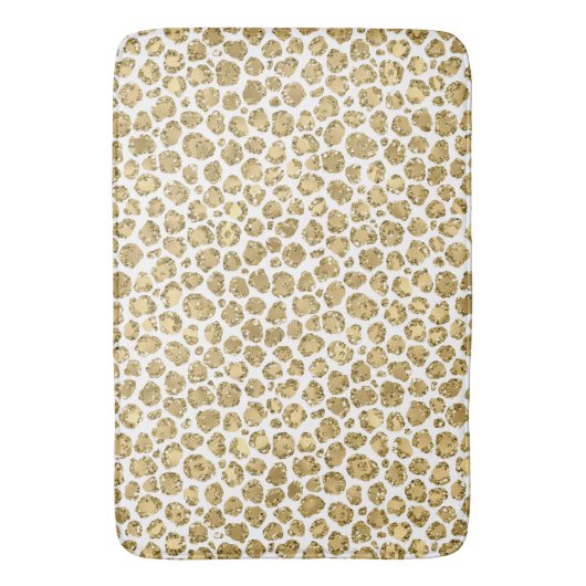 Glitzy Glam Gold Glitter Leopard Print Badmat (Voorkant Verticaal)