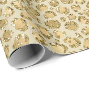 Glitzy Glam Gold Glitter Leopard Print Cadeaupapier