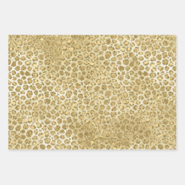 Glitzy Glam Gold Glitter Leopard Print Inpakpapier Vel
