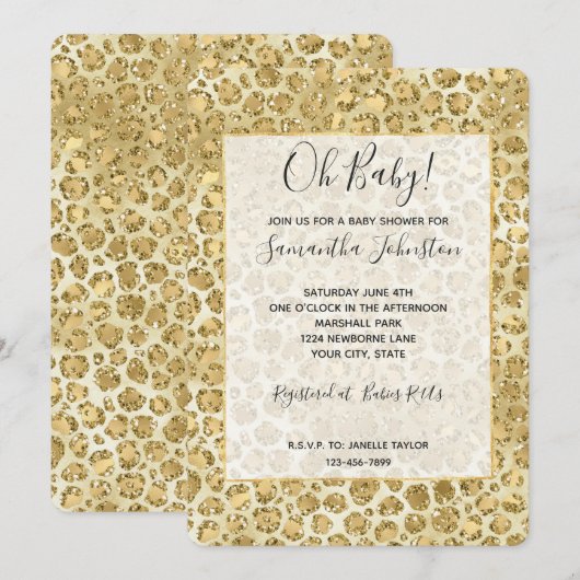Glitzy Glam Gold Glitter Leopard Print Kaart (Voorkant / Achterkant)